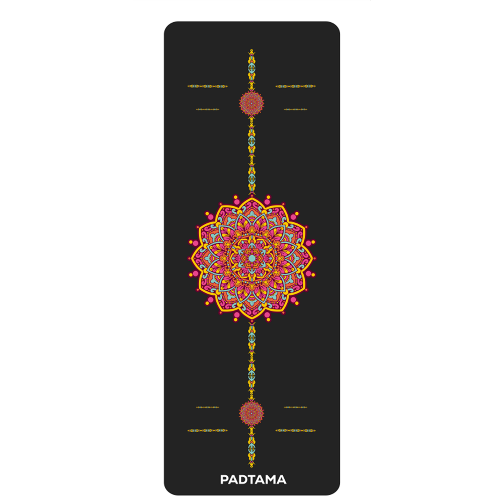 เสื่อโยคะ - ลายโซ่ปัทมา - สีดำ